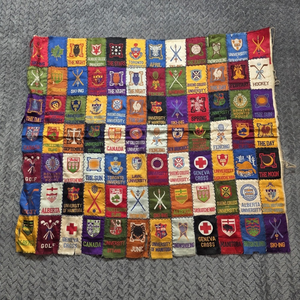 Antique 1910s Canadian Cigarette Silk Patchwork Panel 84 Tobacco Premiums